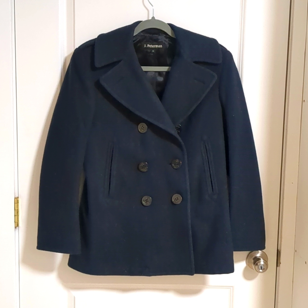 J Peterman Women's Wool Navy Peacoat